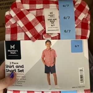 NWT Boys Red and White Kids Shirt & Short Set